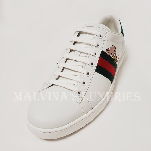 GUCCI SNEAKERS NEW ACE KITTEN WHITE LEATHER SHOES w WEB sz 41 11 - Picture 7 of 16